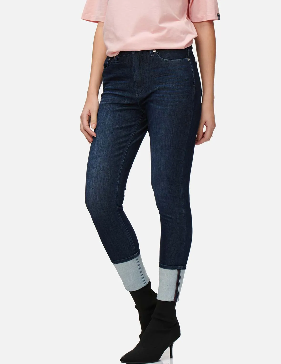 Ukiyo-E Infused Seagull Embroidered Skinny Jeans