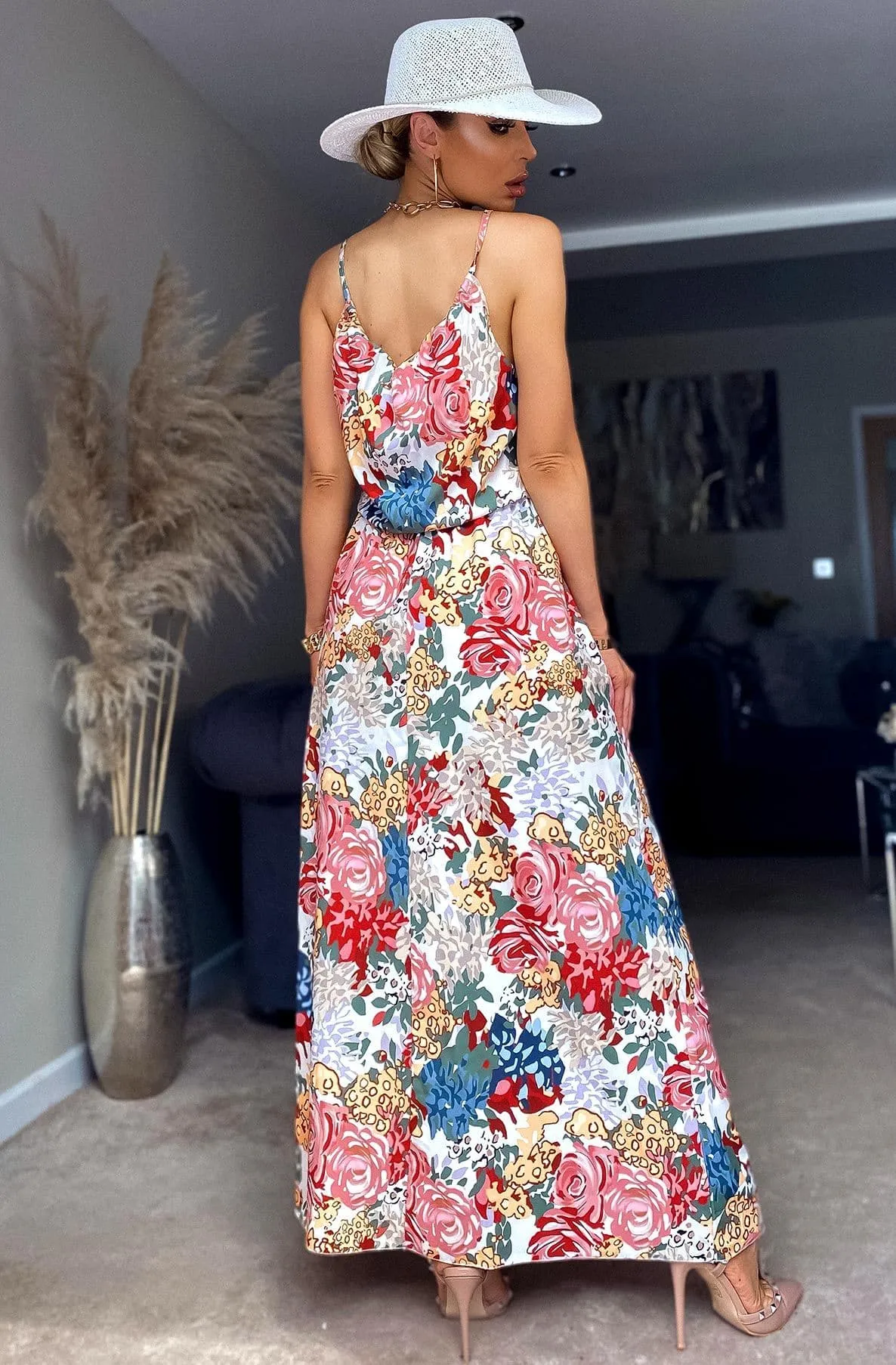 VANA SIDE SLIT FLORAL MAXI DRESS