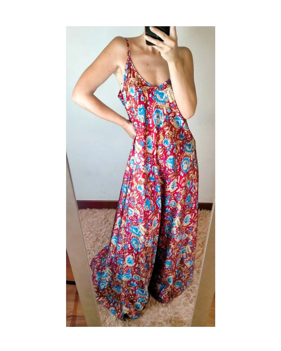 Vestito lungo a fiori, AMARENA/INDACO!