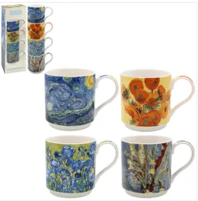 Vincent Van Gogh Set of 4 fine China Stacking Mugs