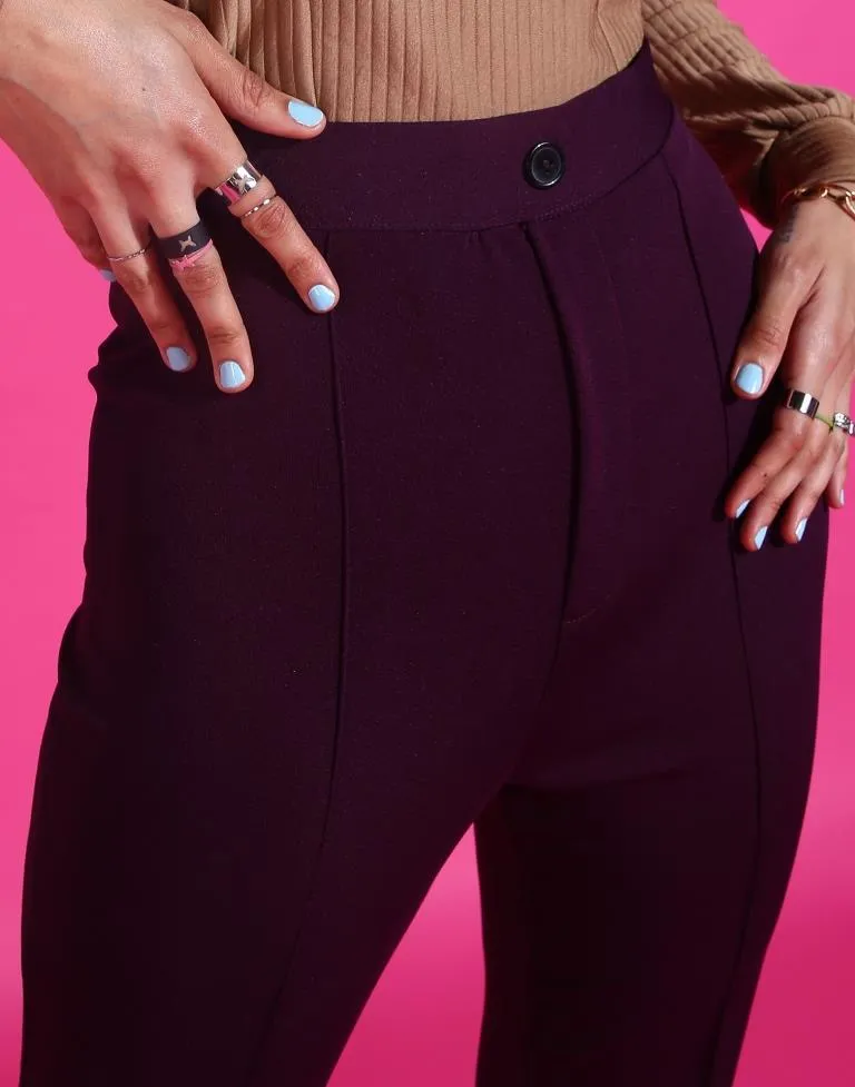 Wine Fit and Flared Trouser