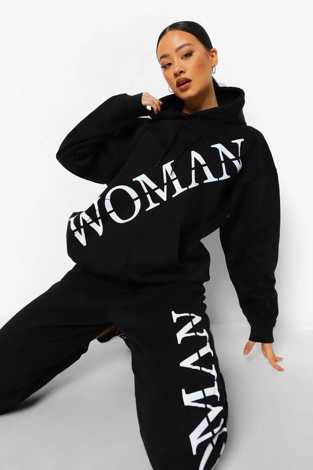 Woman Roman Across Print Oversized Hoodie