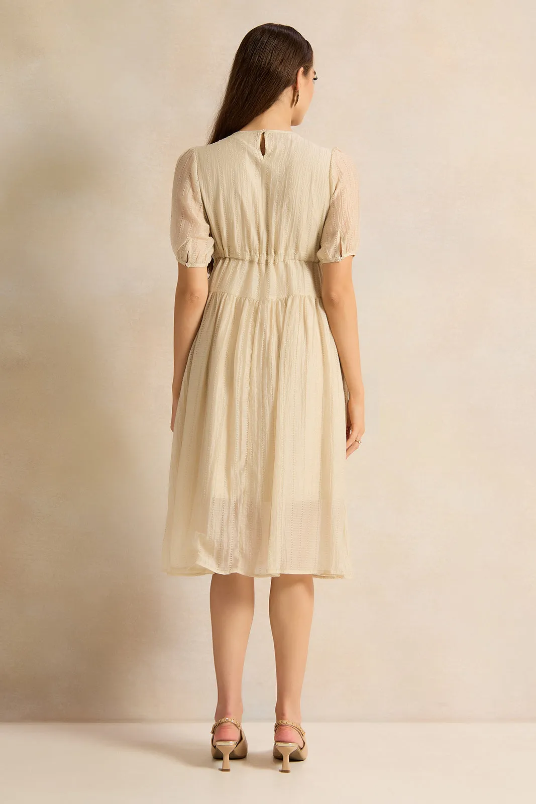 Women Beige Embellished Dress