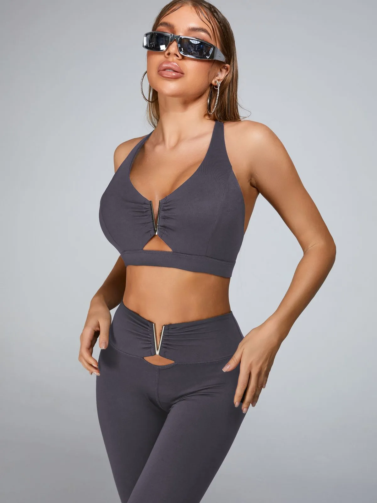 ZASUWA Female Cutout V Shape Metal Tracksuit